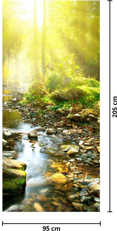 Fototapet pentru ușă - Râu în pădurea verde (95x205cm)