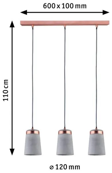 Lustră pe cablu 3xE27/20W NEORDIC STIG 230V Paulmann 79623
