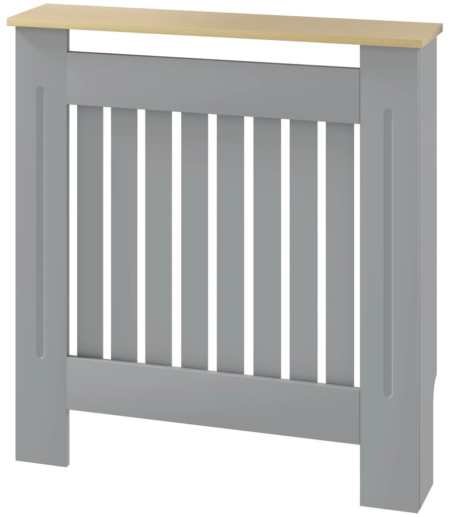 HOMCOM Cubier pentru Radiator din MDF pentru Living Dormitor Hol 78x19x83 cm Gri și Stejar | Aosom Romania