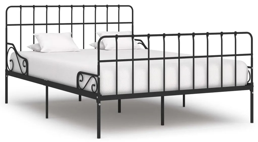 284610 vidaXL Cadru de pat cu bază din șipci, negru, 120 x 200 cm, metal