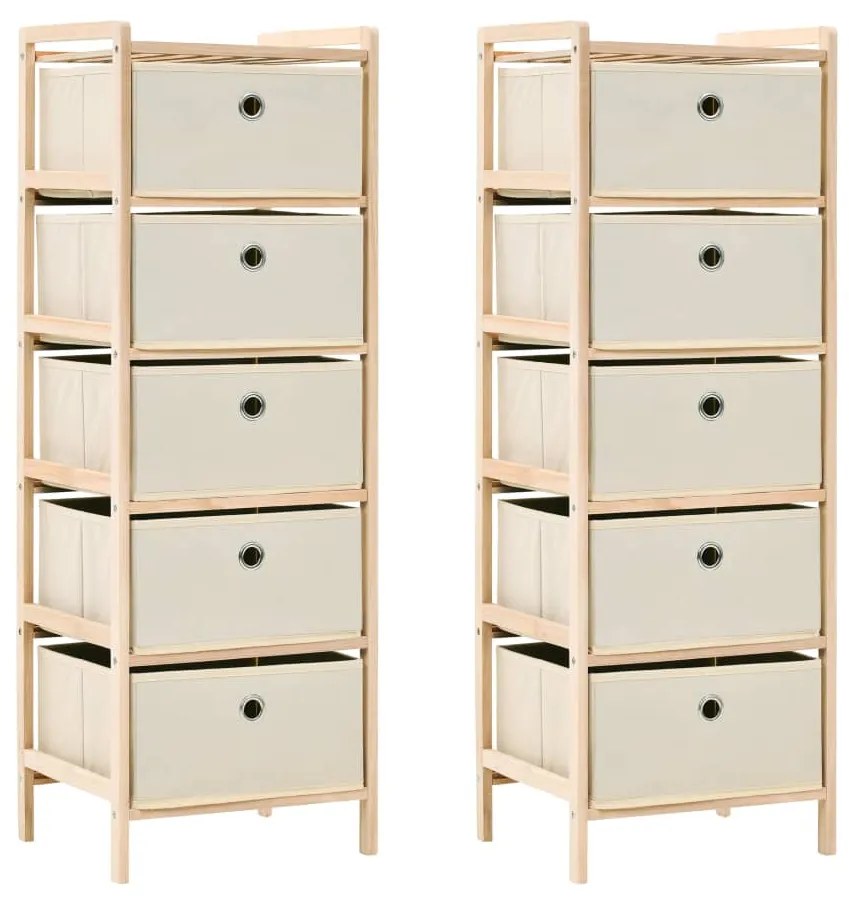 vidaXL Poliţă de depozitare cu 5 coșuri textile 2 buc. bej lemn cedru