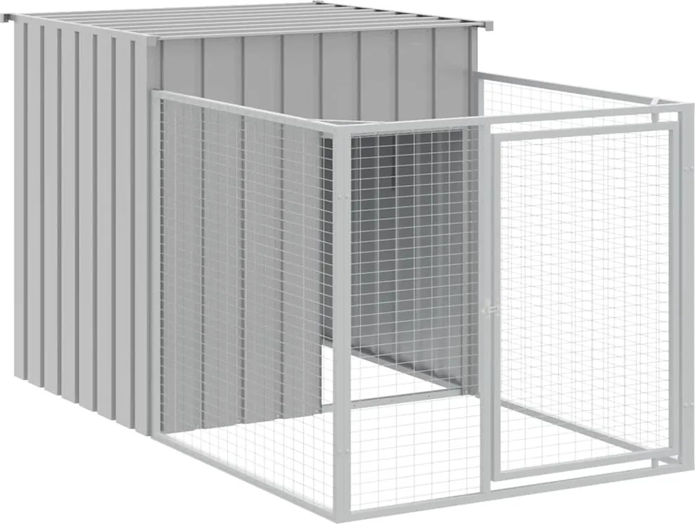 vidaXL Cușcă pentru câini cu împrejmuire gri deschis 110x201x110 cm oțel galvanizat