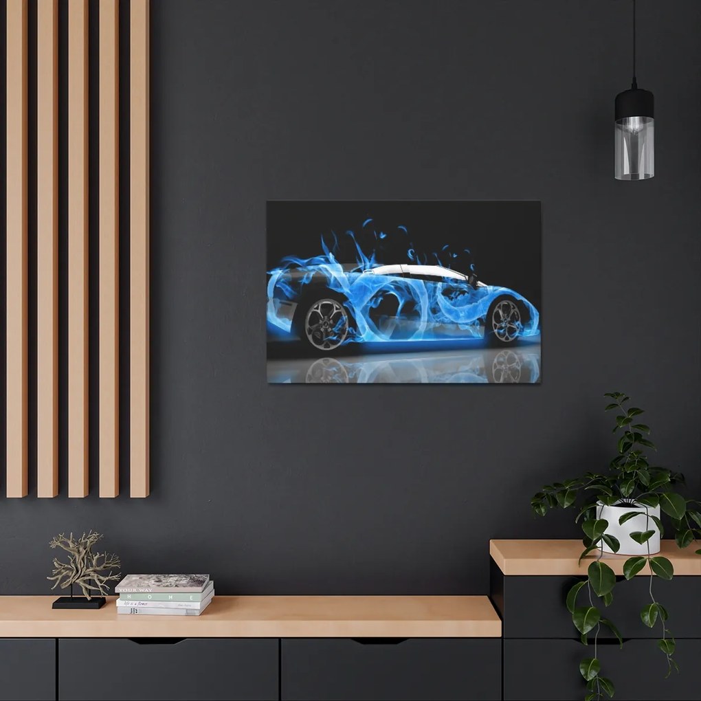 Tablou Canvas Blue Flame Lambo 90x60 cm