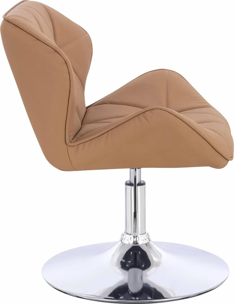 HR111N Scaun Caramel Piele Ecologica Premium Soft cu Bază Cromata