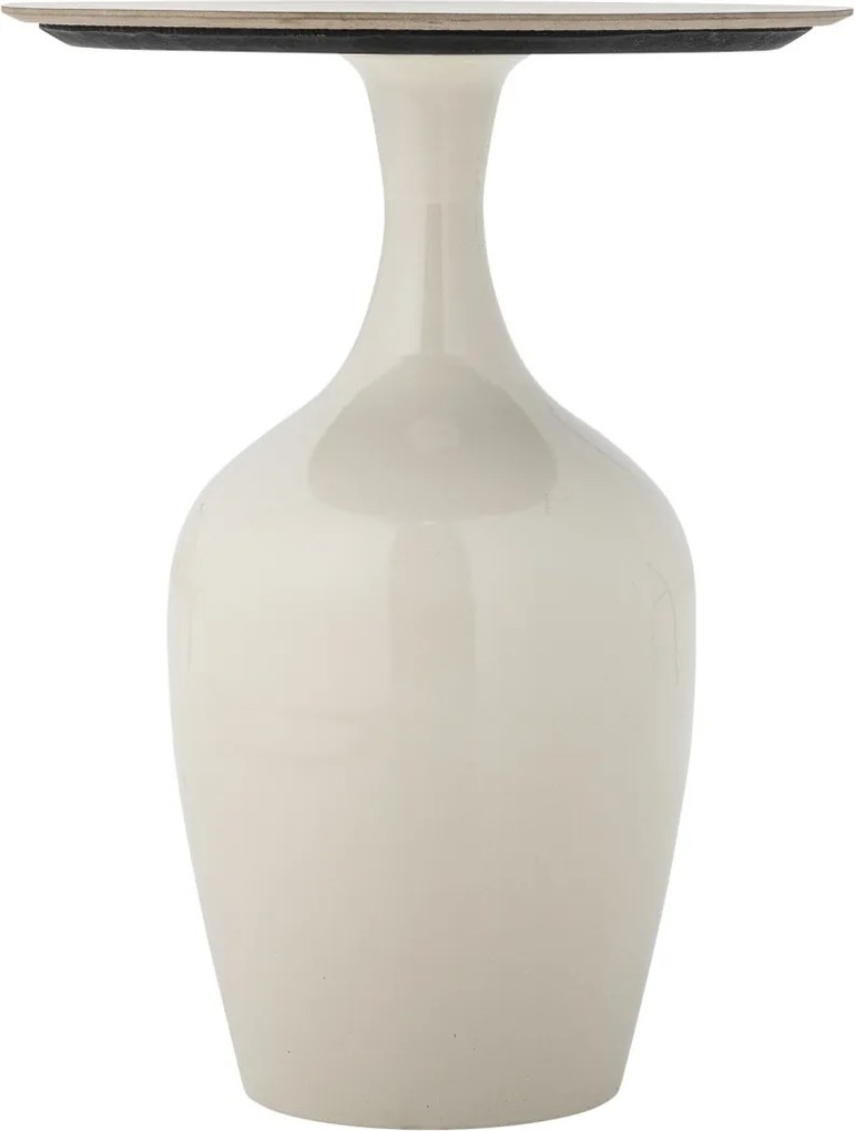 Măsuță laterală din metal natur, cu blat din ceramică și bază rotundă, „Lecco", 40 x 52 cm