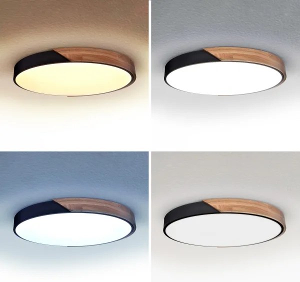 Brilagi - Corp de iluminat LED reglabil PILANA LED/60W/230V stejar/negru Ø 60 cm + telecomandă