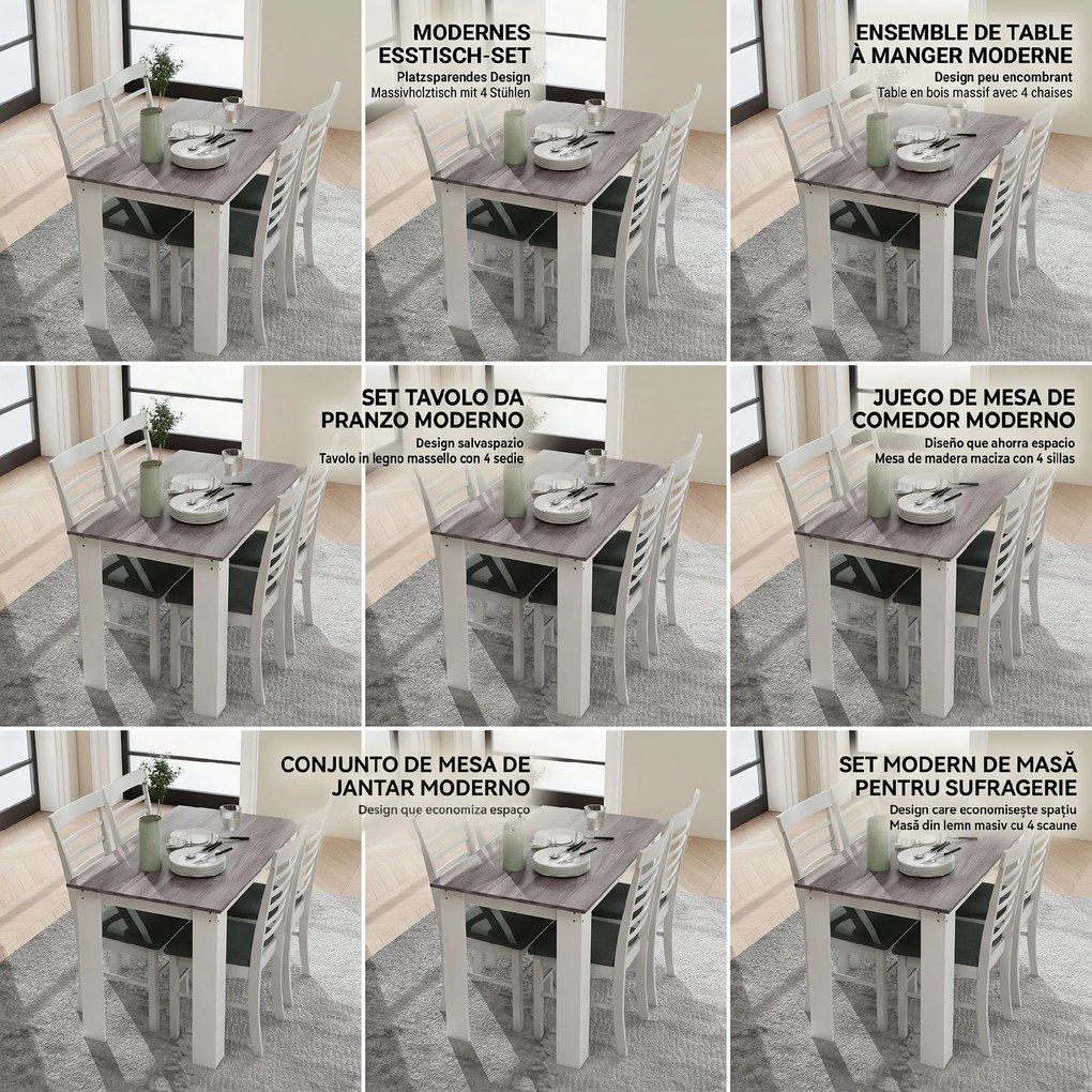 HOMCOM Masă Modernă de Dining pentru 4-6 Persoane 120x69x75 cm Gri și Alb | Aosom Romania