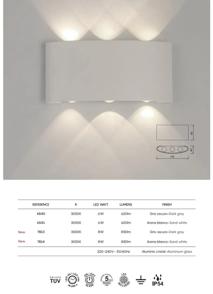 Aplica LED iluminat exterior ambiental IP54 ARCS gri inchis