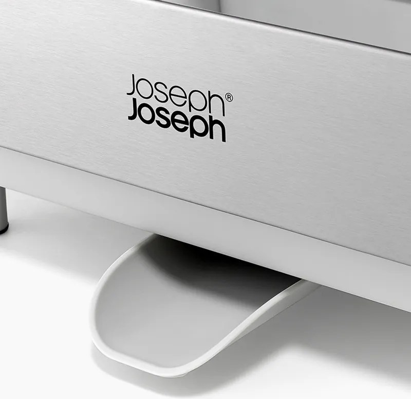 Uscator de vase Joseph Joseph Extend Steel Plus 6500041, Pana la 16 piese, Extensibil, Sine pentru pahare, Scurgere, Demontabil, Otel inoxidabil, Alb