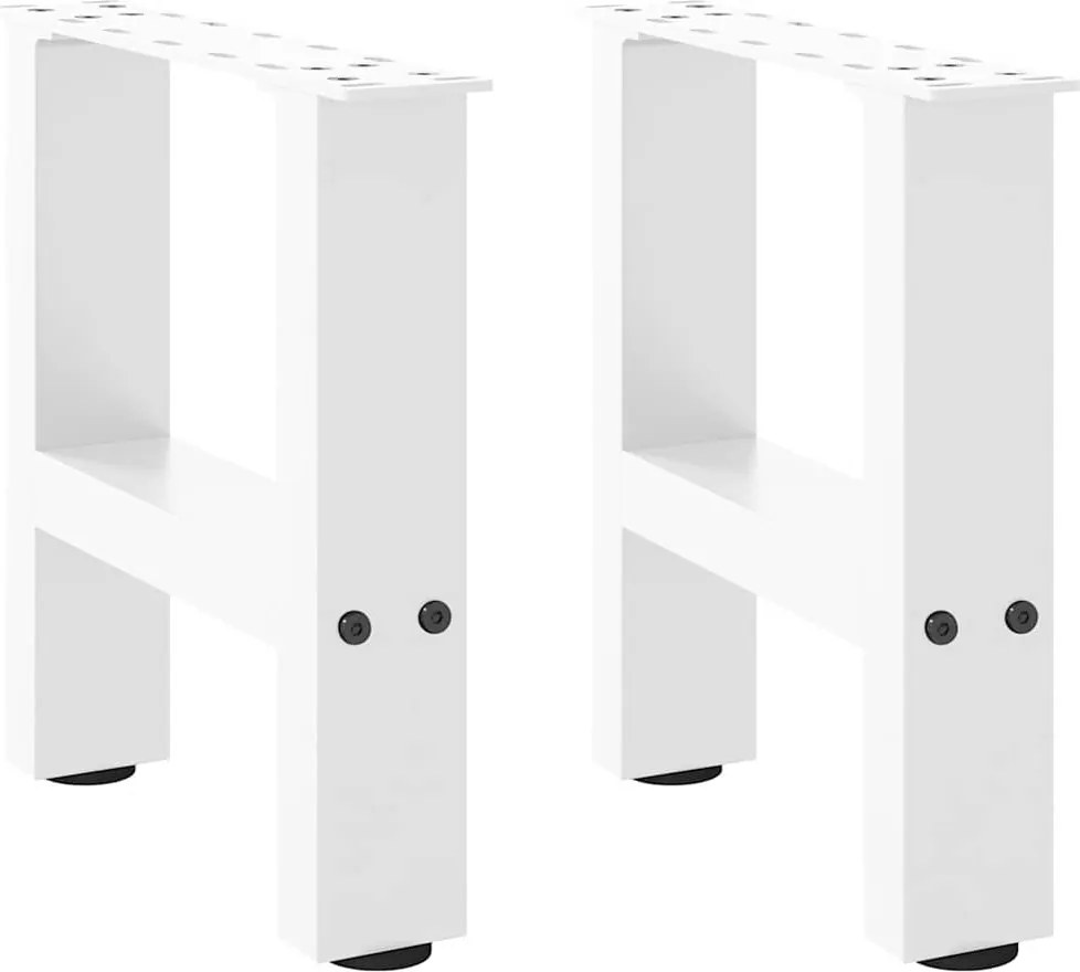 vidaXL Picioare pentru măsuță de cafea, albe, 2 buc., 40x(30-31) cm, oțel