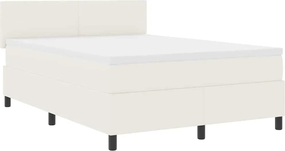 vidaXL Pat cu arcuri Crema și Alb 140 x 200 cm Țesătură din corduroy