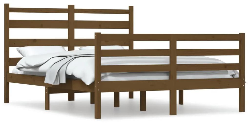 3103726 vidaXL Cadru de pat, 160x200 cm, lemn masiv de pin, maro miere