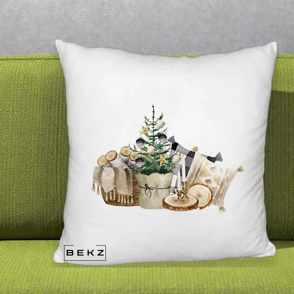 Perna Decorativa Colt Cozy de Craciun Boho, 40x40 cm, Alb Pufos, Husa Detasabila, Perna Inclusa, BEKZ®