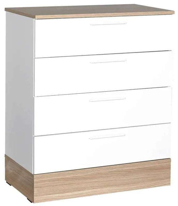 Comoda Adore Base, 4 sertare, Crem / Alb, 72 x 88 x 40 cm