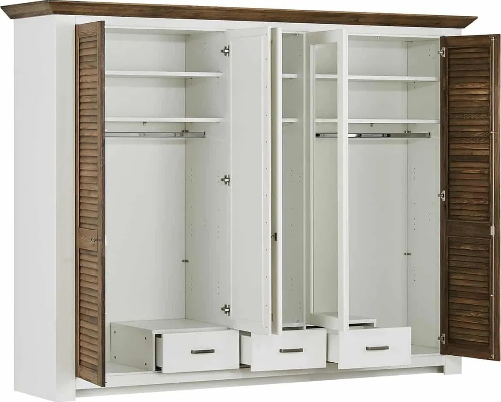 Dulap lemn masiv alb Lucia Maro, 220 × 64 × 210 cm