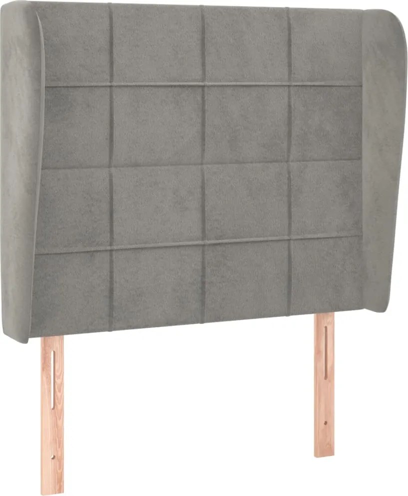 vidaXL Tăblie de pat cu aripioare gri deschis 83x23x118/128 cm catifea