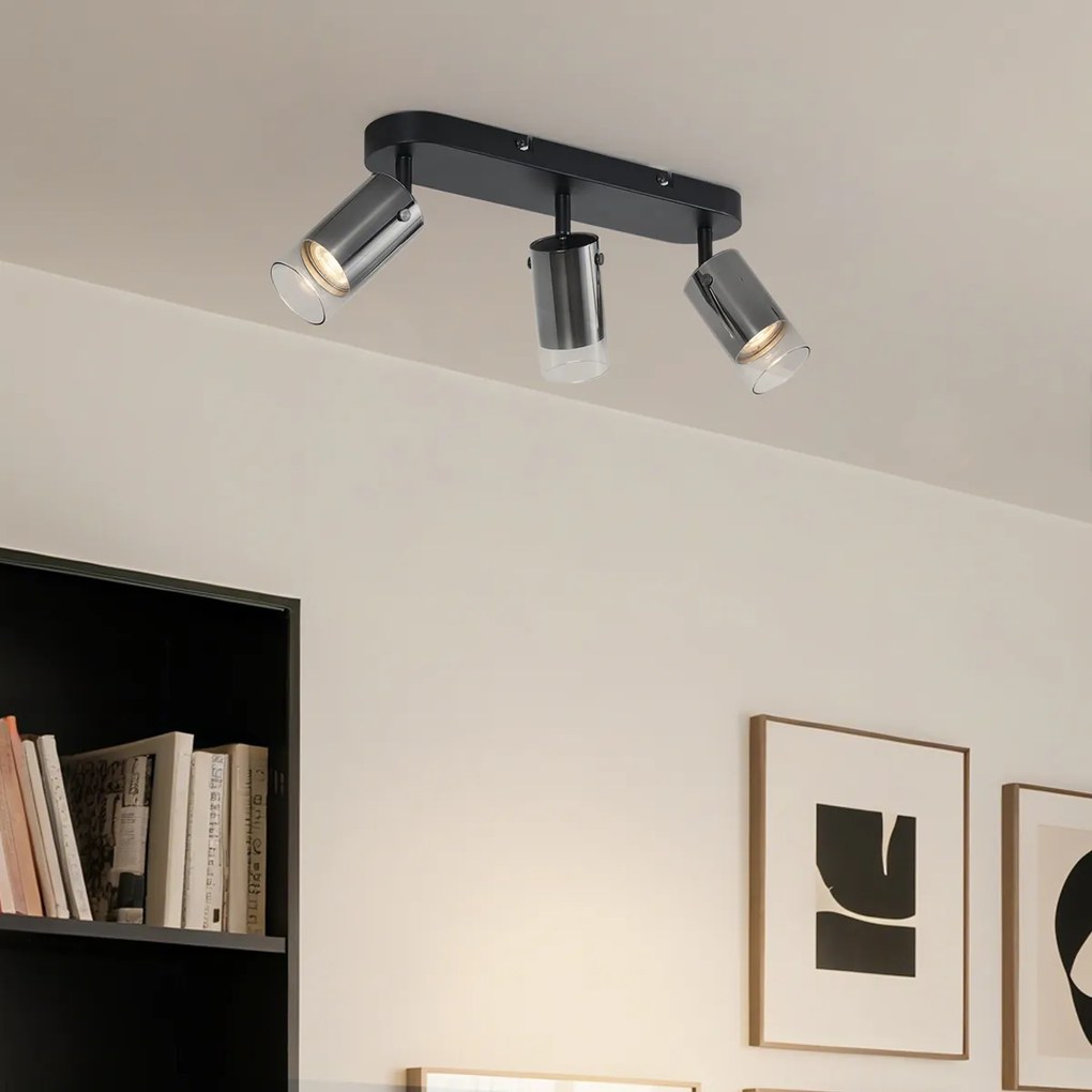 Spot modern de tavan Gunmetal cu 3 lumini rotativ și reglabil - Drain