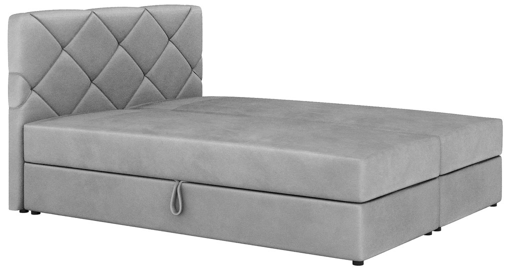 Pat matrimonial Boxspring 140x200 cm Karum (cu saltea și somieră) (gri). 1007775