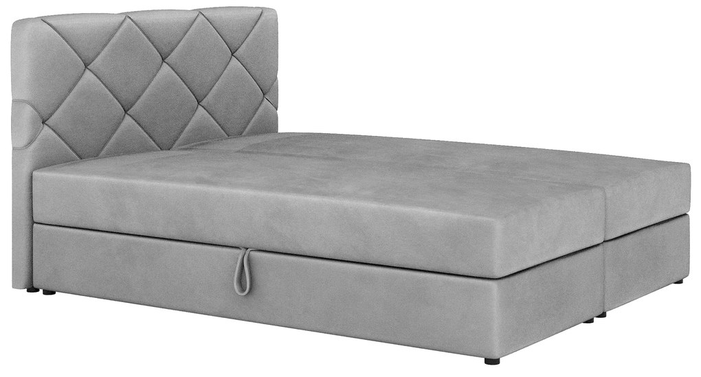 Pat matrimonial Boxspring 160x200 cm Karum (cu saltea și somieră) (gri). 1007785