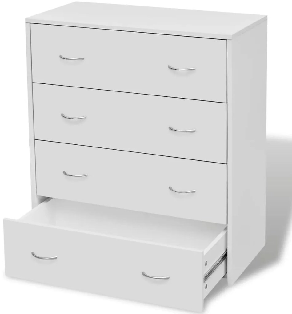 242545 vidaXL Bufet cu 4 sertare, 60 x 30,5 x 71 cm, alb