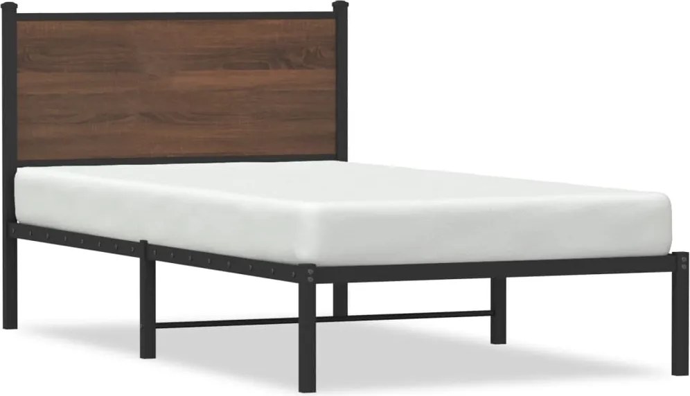 vidaXL Cadru pat metalic fără saltea, stejar maro, 100x200 cm