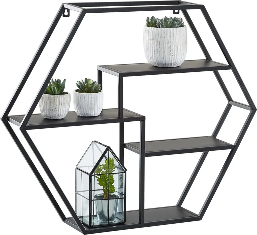 Raft POL, negru, metal, 60x13x52 cm