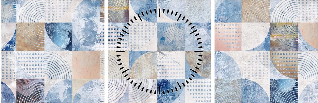 Tablou - figuri geometrice pe perete (cu ceas) (90x30 cm)
