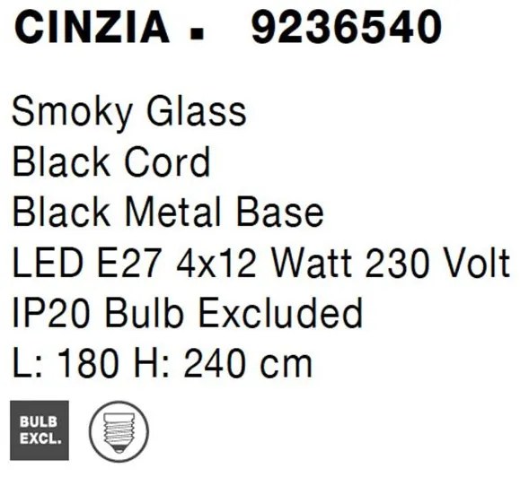 Lustra cu 4 pendule design modern CINZIA fumuriu