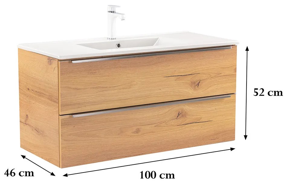 Dulap inferior Vario Trim 100 cu lavoar stejar-stejar