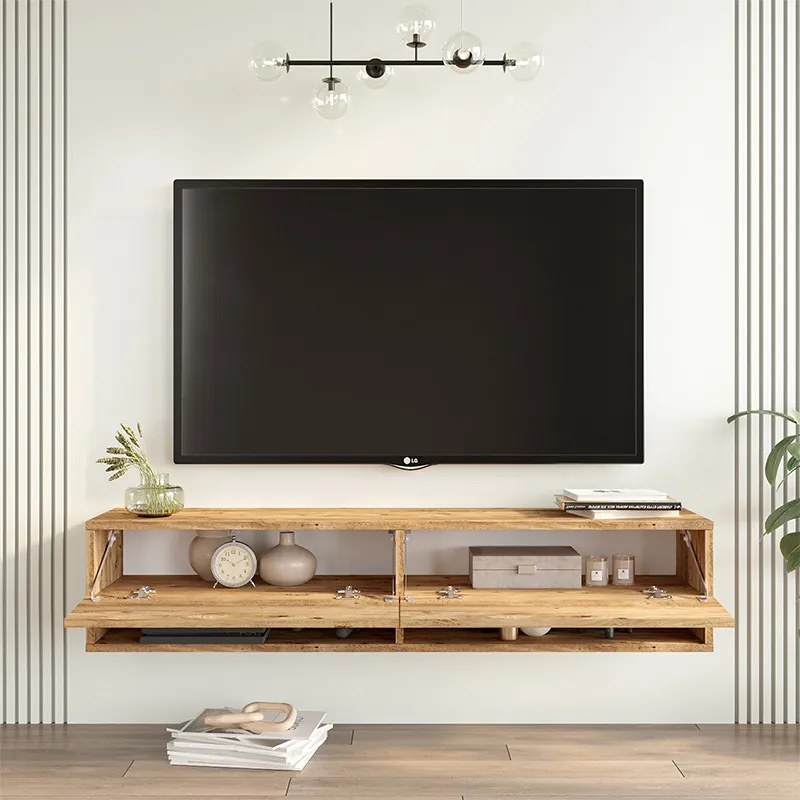 Comoda TV de perete Roscoe color sonoma 140x31.6x29.6cm