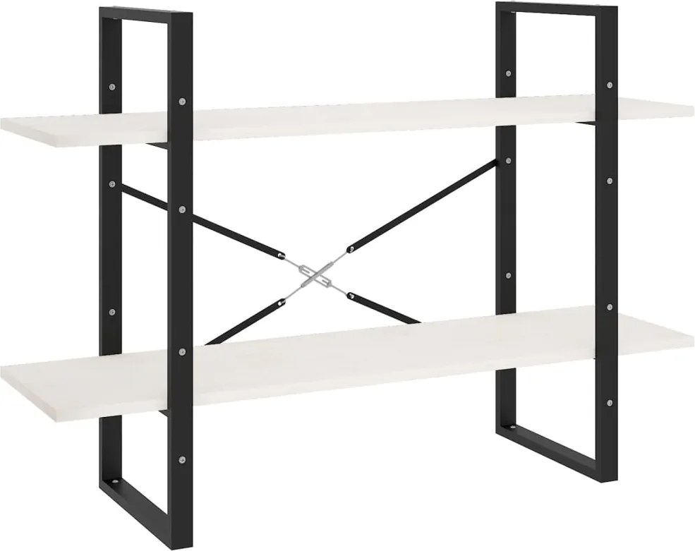 vidaXL Bibliotecă cu 2 rafturi, alb, 100x30x70 cm, lemn masiv de pin