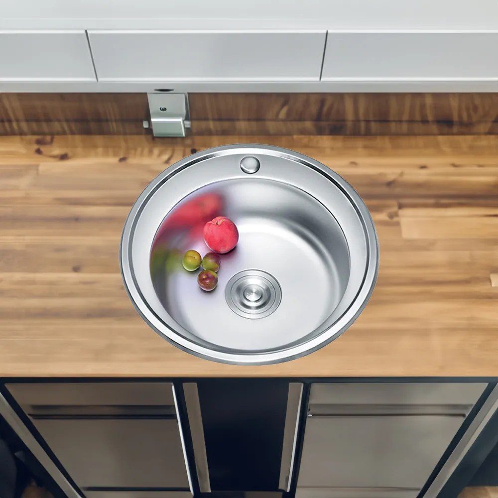 Chiuvetă rotundă Teur din oțel inoxidabil cu o singură cuvă