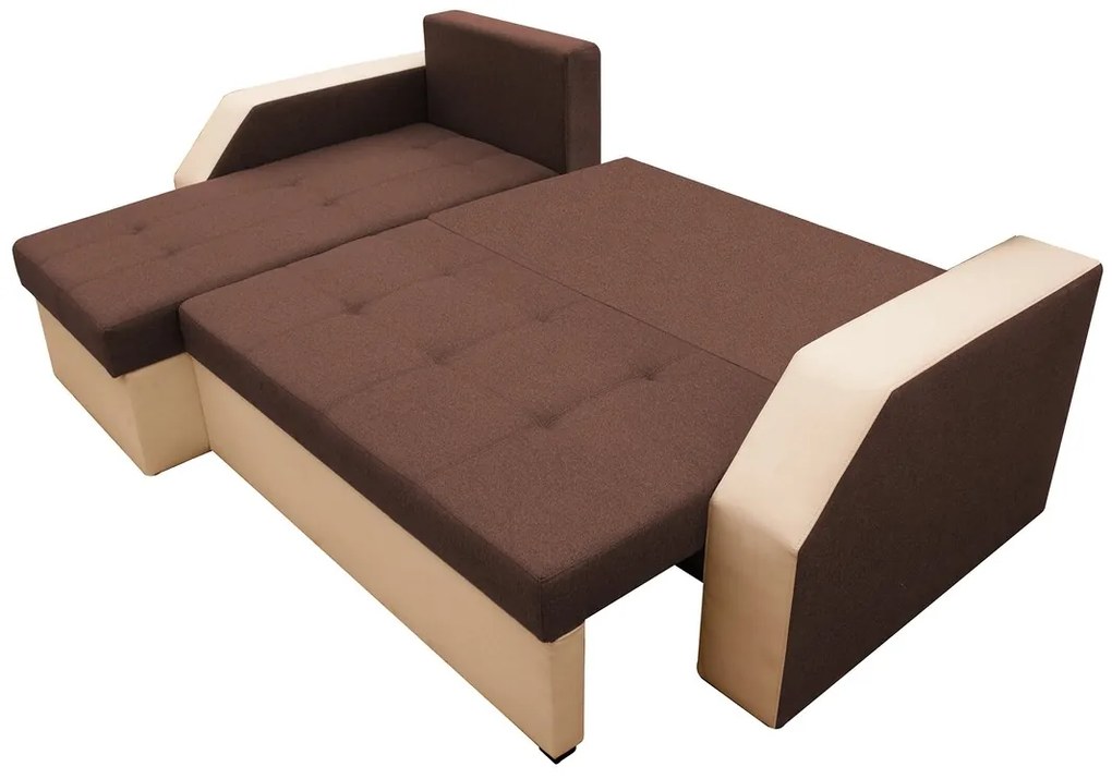 Coltar extensibil Madrid, 226x145x79 cm, 2 lazi depozitare, Reversibil, Maro/Bej