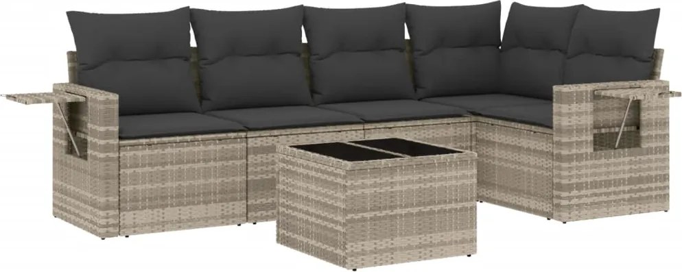 vidaXL Set canapele de grădină cu perne, 6 piese gri deschis poliratan