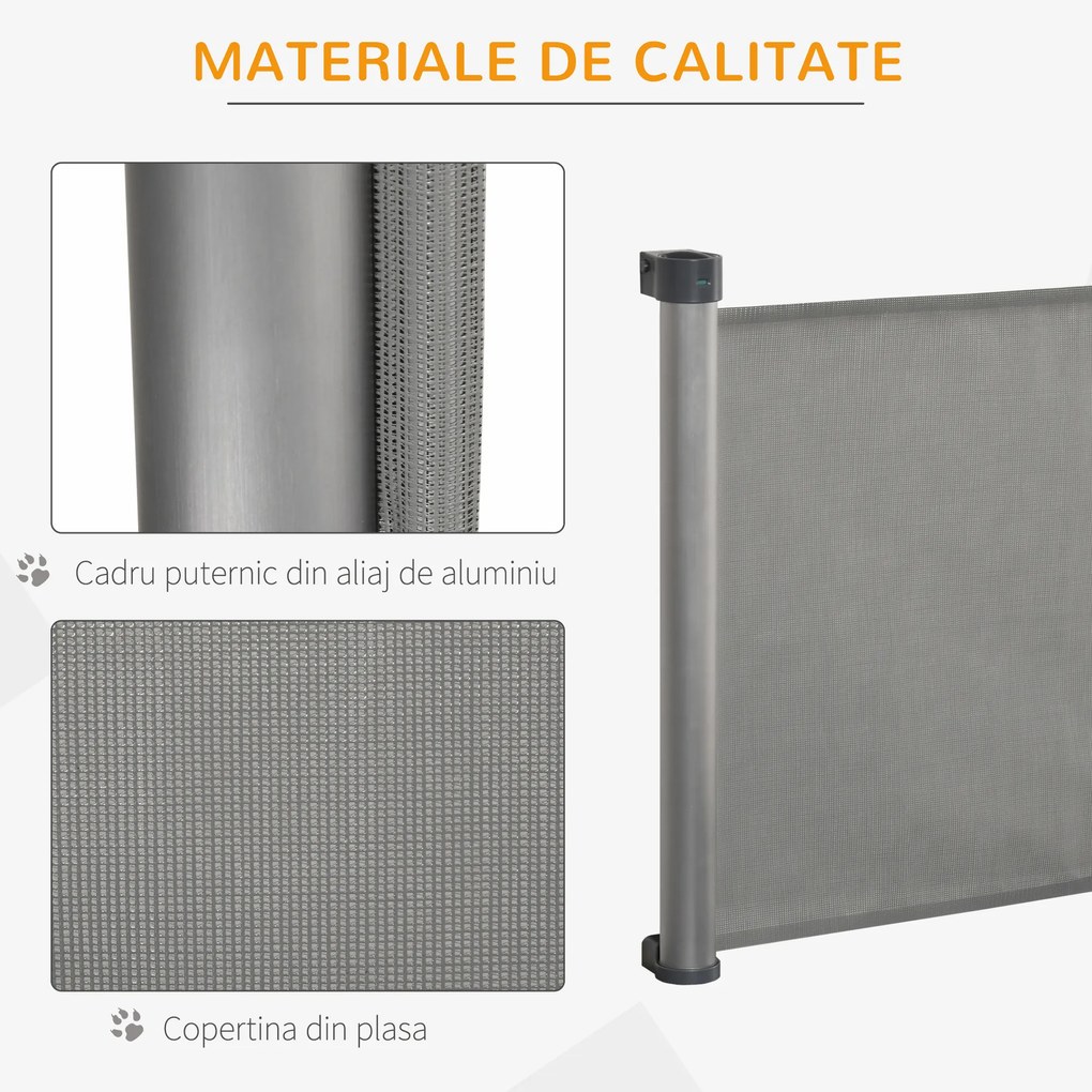 Bariera de siguranta PawHut pentru caini, 140x88 cm, gri | AOSOM RO