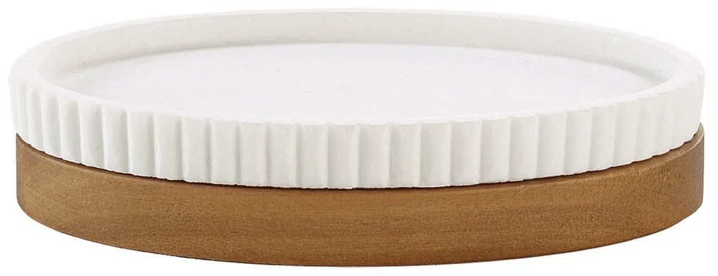 Sapuniera striata cu suport din lemn de salcam NIAGARA