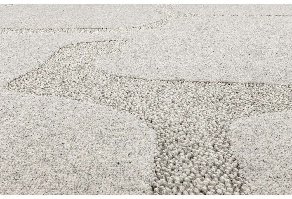 Covor gri deschis din lână 133x190 cm Morphic Organica – Agnella