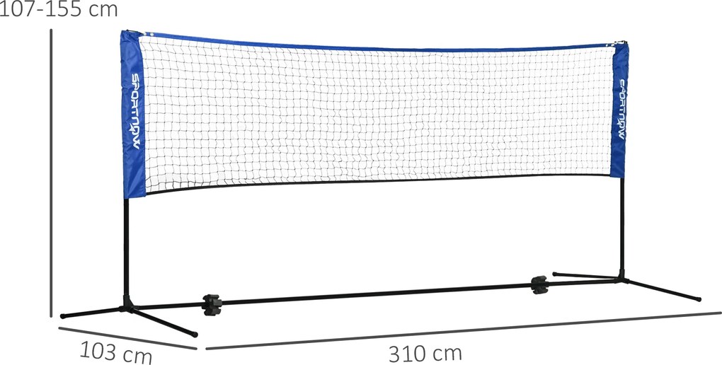 SPORTNOW Fileu de badminton, fileu portabil, înălțime reglabilă 107-155 cm, cu geantă de transport, cadru metalic, negru, albastru | Aosom Romania