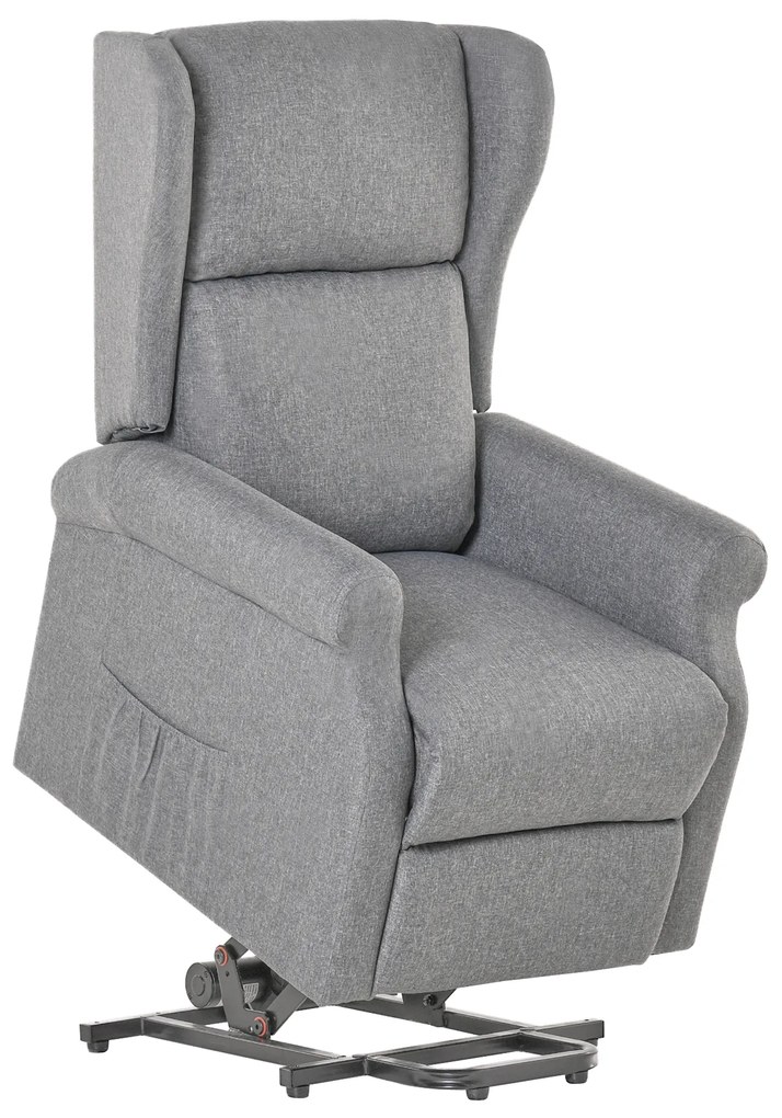 HOMCOM Fotoliu relax, funcție ridicare, funcție de înclinare, până la 200kg, 72,5x94x109cm, Gri | Aosom Romania