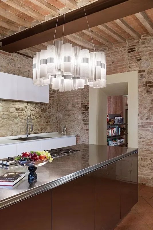 Lustra LED moderna design Art Deco realizata manual LA LOLLO L White