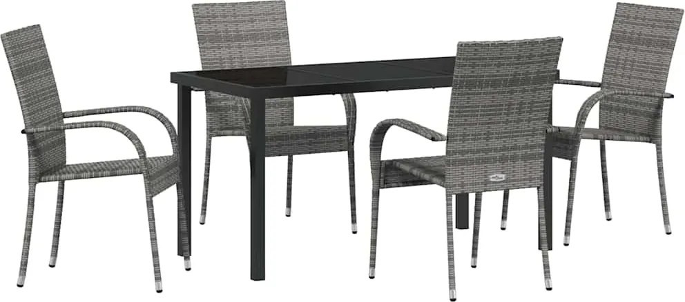 vidaXL Set de masă pentru grădină 5 pcs Gri Oțel vopsit electrostatic