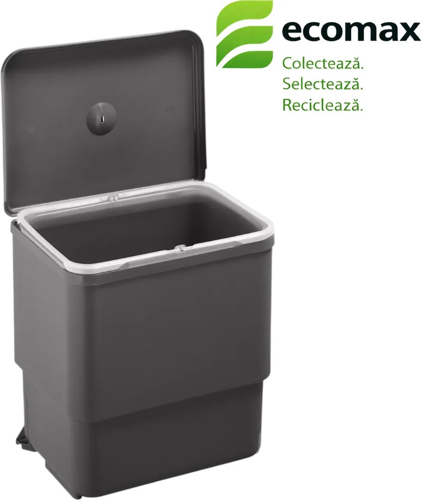 Cos gunoi incorporabil in dulap Sesamo 45 Ecomax, cu extragere automata, gri antracit, 1 x 16 l Polipropilena, L:310 mm; l:240 mm; H:340 mm, 450 mm,