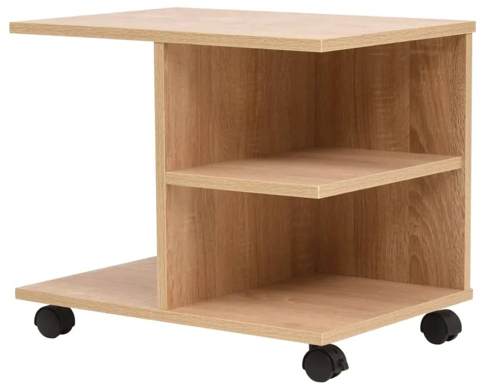 245723 vidaXL Raft rulant, 50 x 35 x 42 cm, stejar