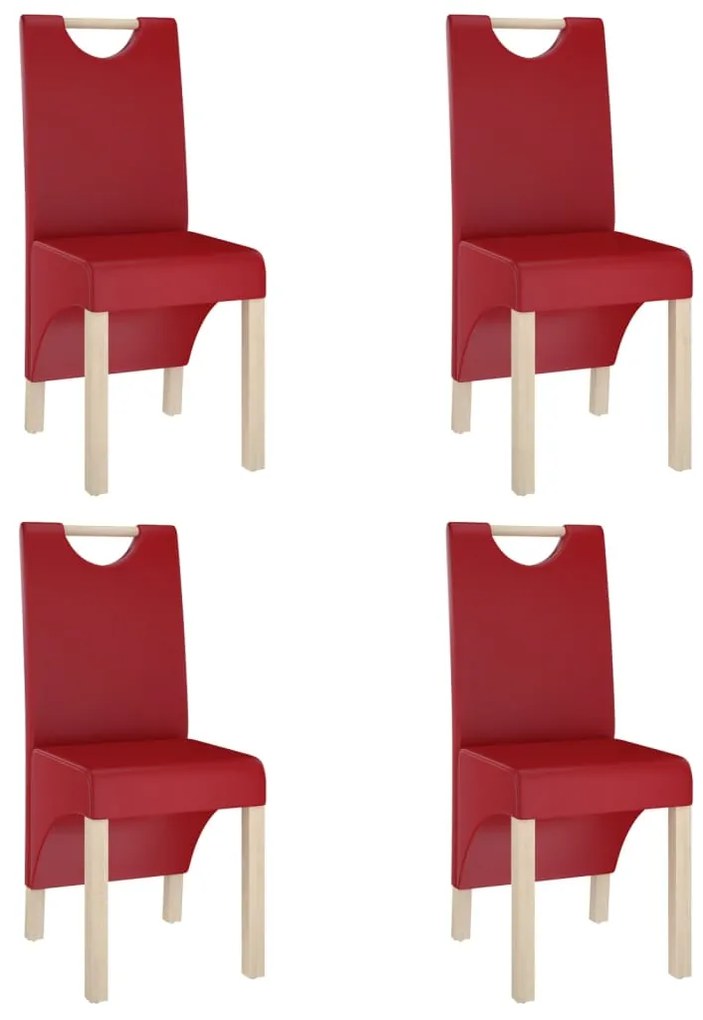 3080192 vidaXL Scaune de sufragerie, 4 buc., roșu vin, piele ecologică