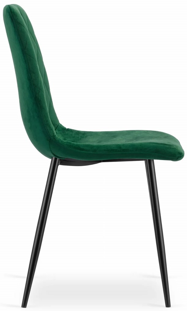 Verde scaun bucatarie TURIN din catifea cu picioare negre