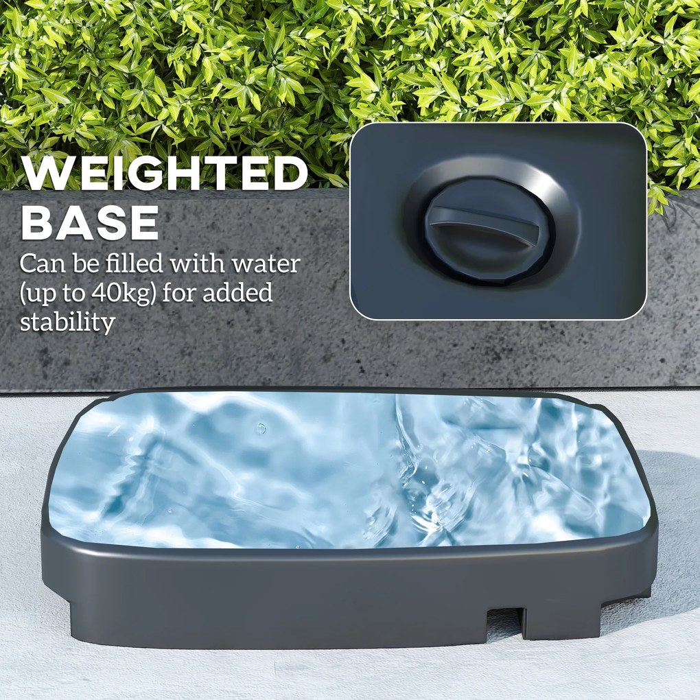 Outsunny Umbrelă Suspendată cu Bază Greutăți și Acoperiș Dublu pentru Grădină, Umbrelă Suspendată Pătrată cu Manivelă și Unghi Reglabil, Gri Închis | Aosom Romania