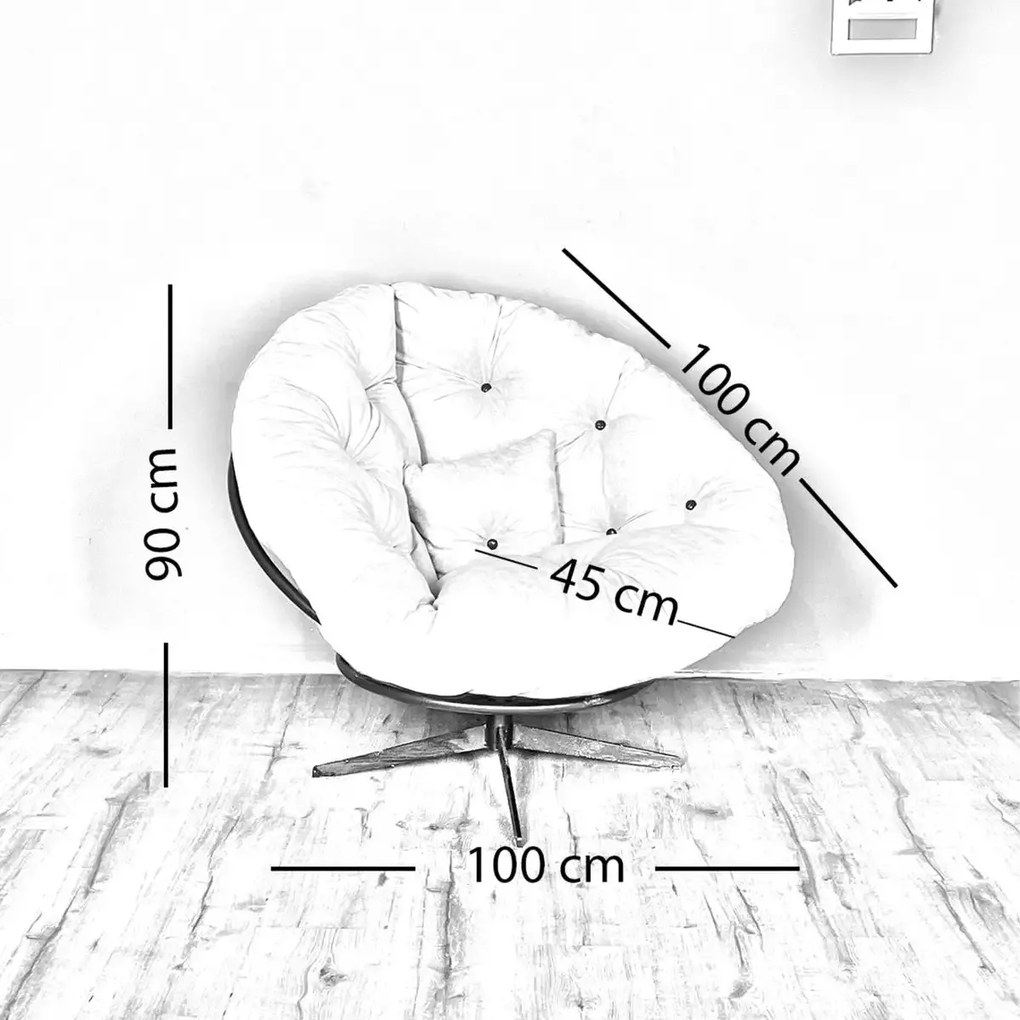 Fotoliu rotativ 360 grade,tapitat cu stofa si picioare metalice,rotund,homs,seria B-120,20027