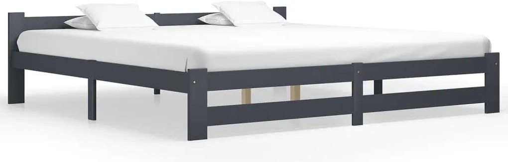 vidaXL Cadru de pat, gri închis, 200 x 200 cm, lemn masiv de pin