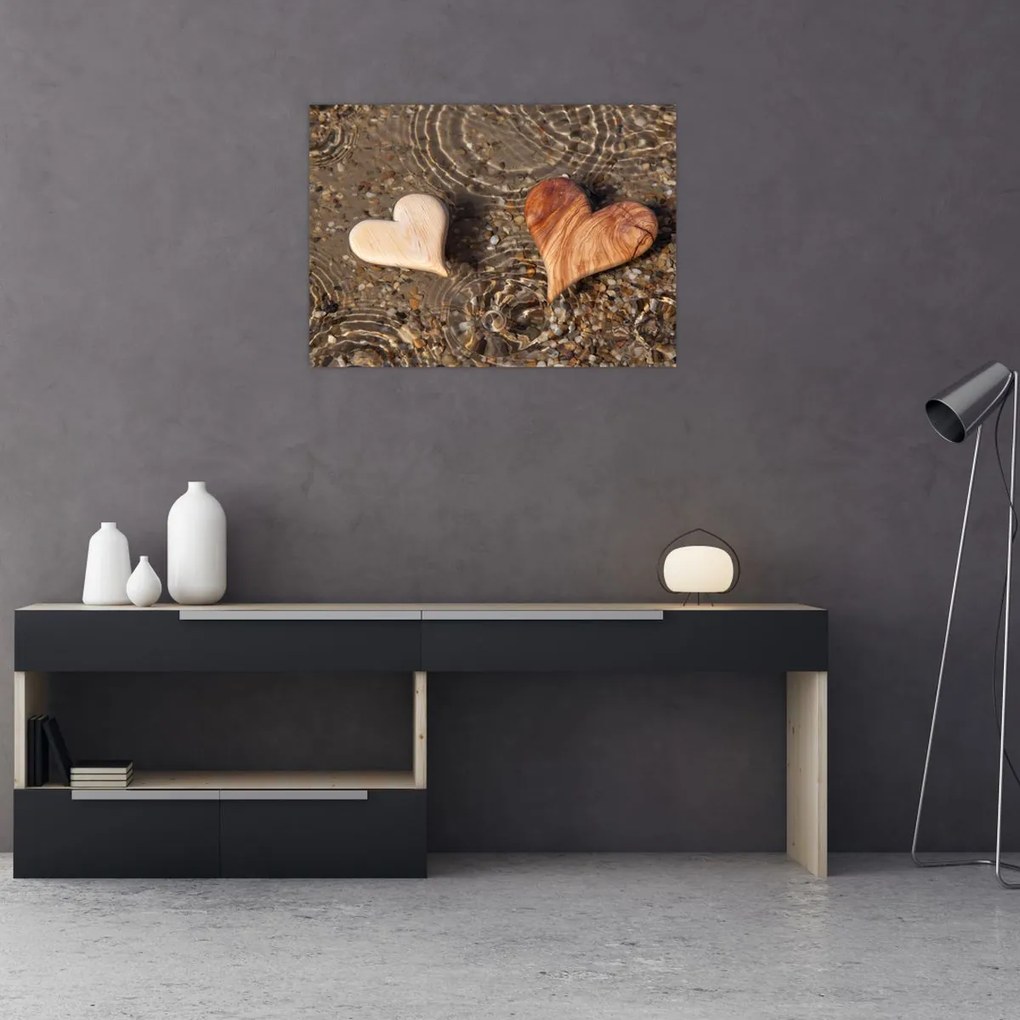 Tablou - Inimile din lemn (70x50 cm)