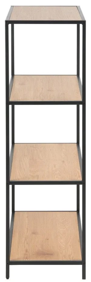 Bibliotecă neagră/în culoare naturală cu aspect de lemn de stejar 77x114 cm Seaford – Actona